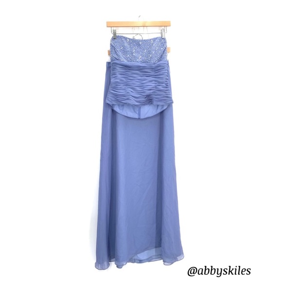 Mori Lee by Dress Madie Gardner Periwinkle Blue Strapless 2 Pcs Prom Size 12 - Picture 1 of 15